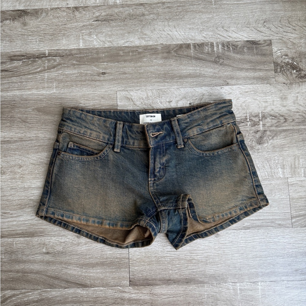 Cotton On Two-Tone Brown & Blue Denim Shorts